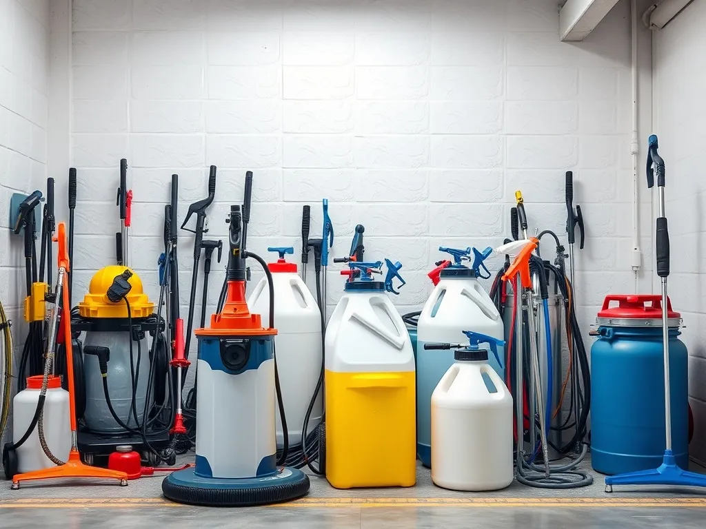 Professional industrial cleaning equipment, sprayers and che